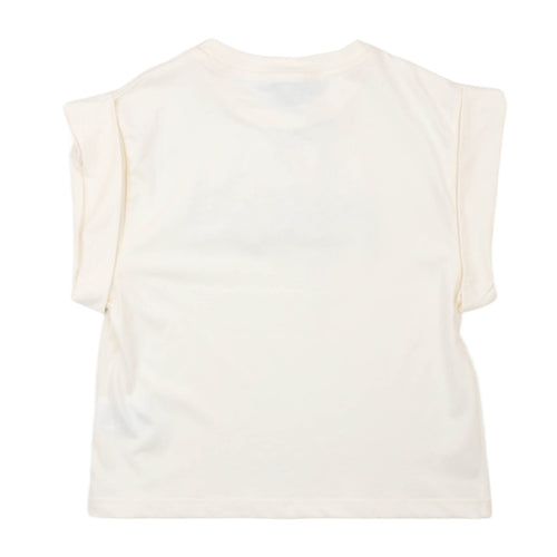 msgm - JERSEY T-SHIRT GIRL CREMA/CREAM