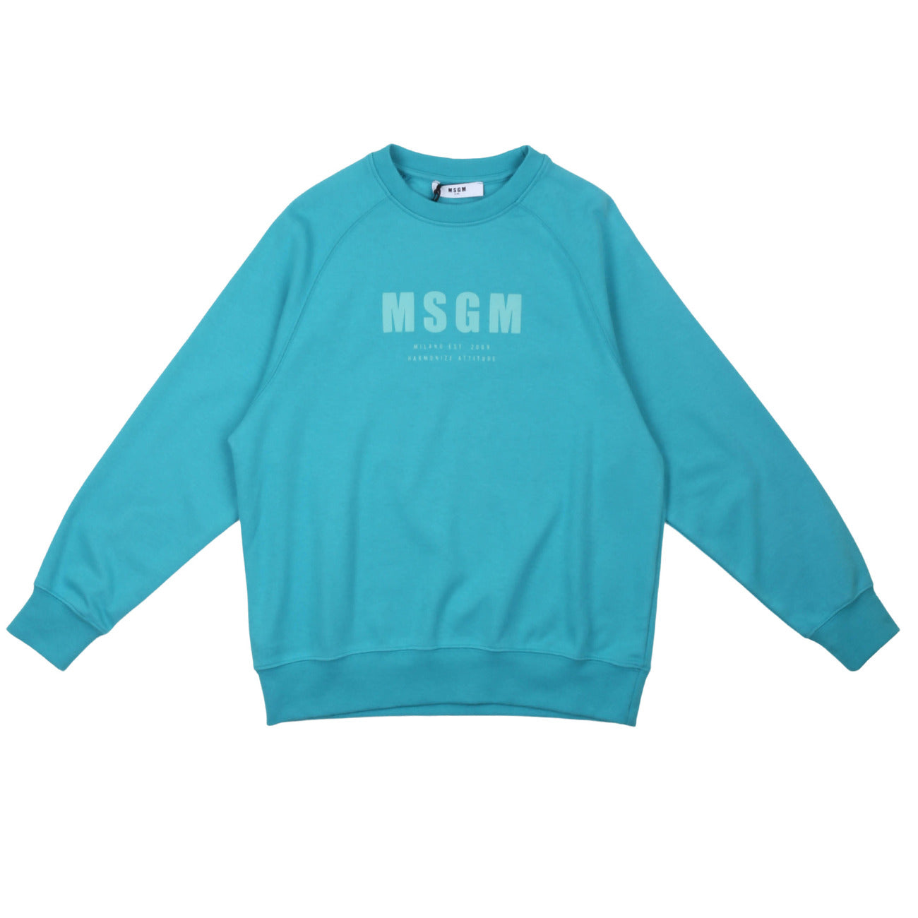 msgm - INTERLOCK SWEATSHIRT UNISEX BLUE BALTIC
