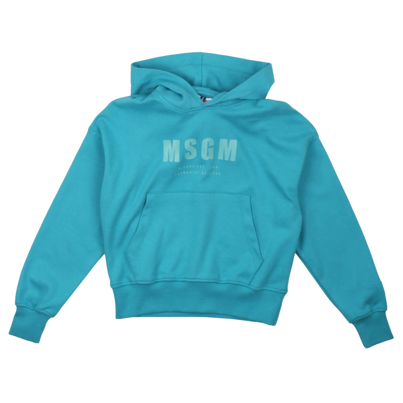 msgm - INTERLOCK HOODIE STONE UNISEX BLUE BALTI