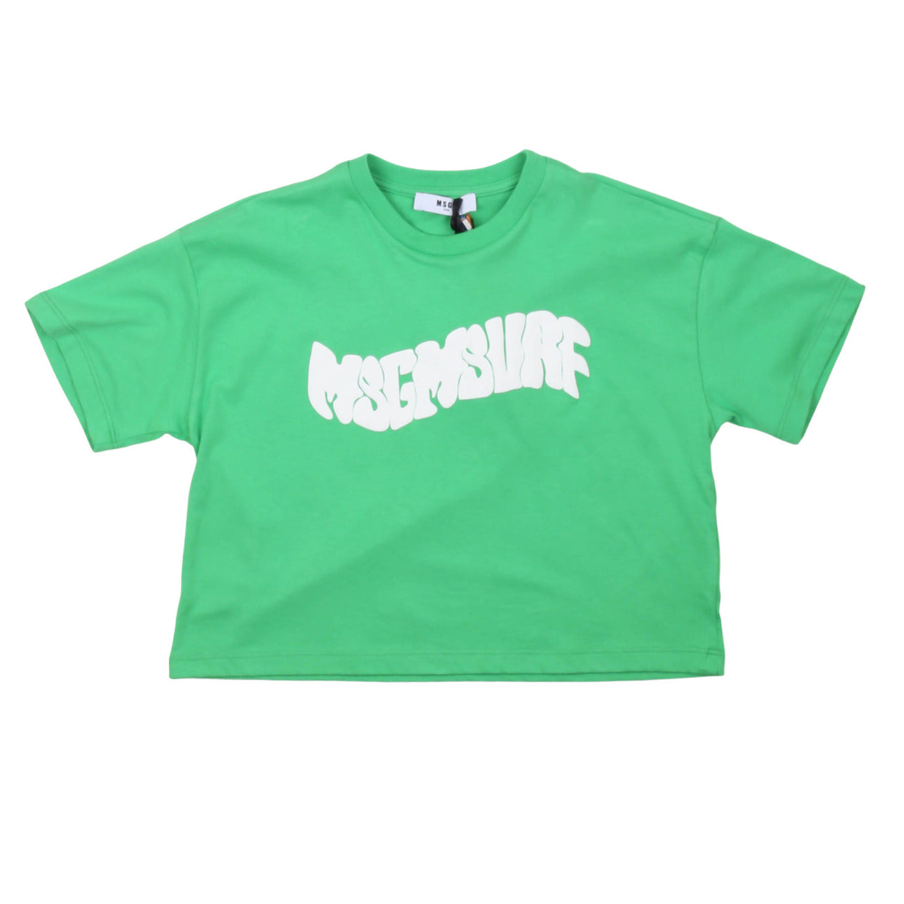 msgm - JERSEY BOX T-SHIRT GIRL IRISH GREEN