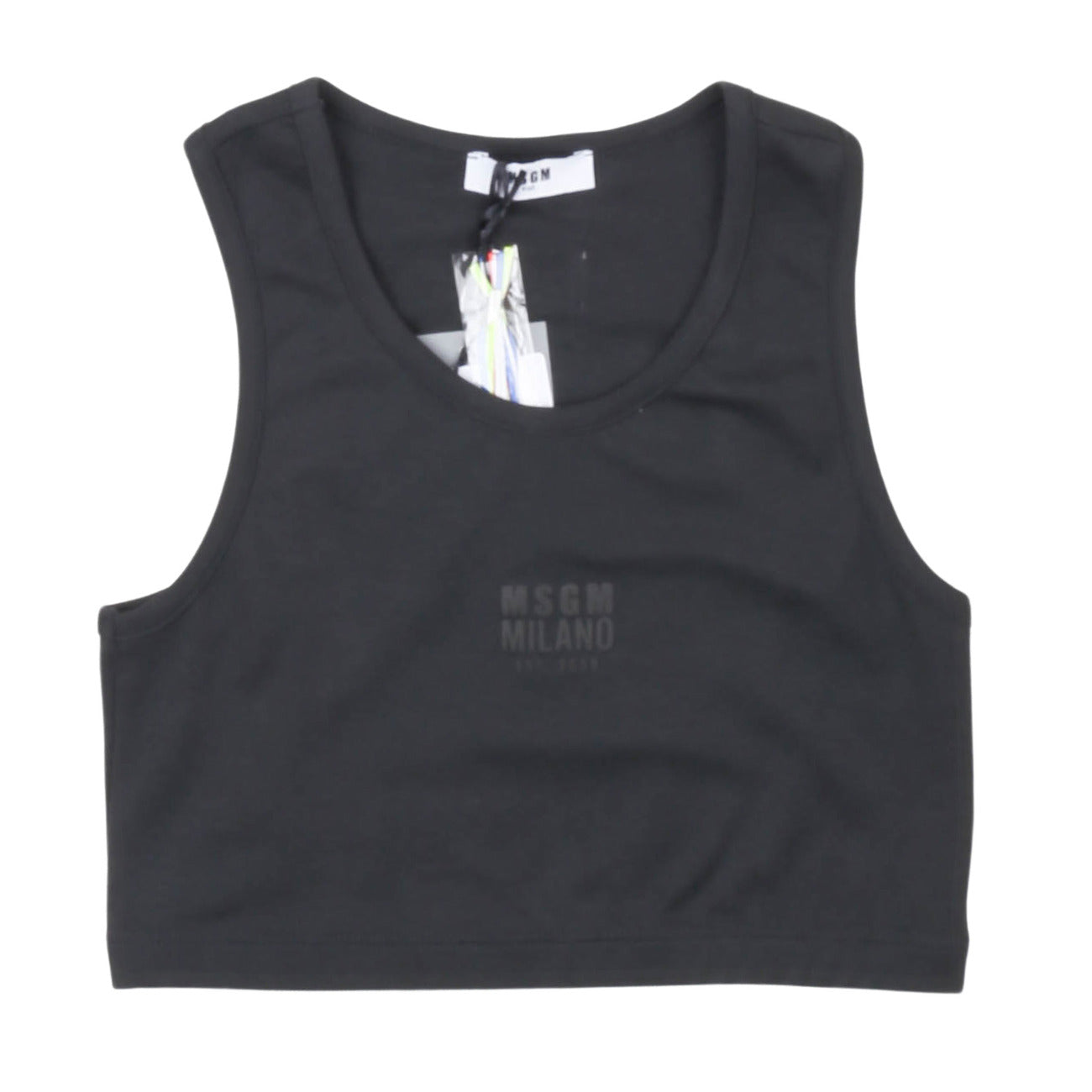 msgm - LIGHT INTERLOCK TANK TOP GIRL NERO/BLACK