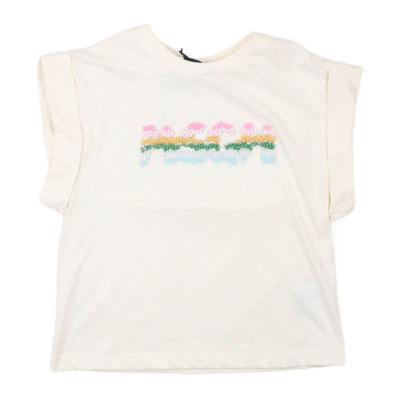 msgm - JERSEY T-SHIRT GIRL CREMA/CREAM