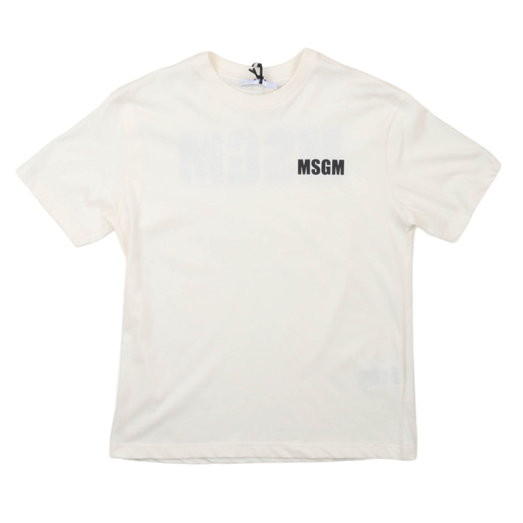 msgm - JERSEY  T-SHIRT UNISEX CREMA/CREAM