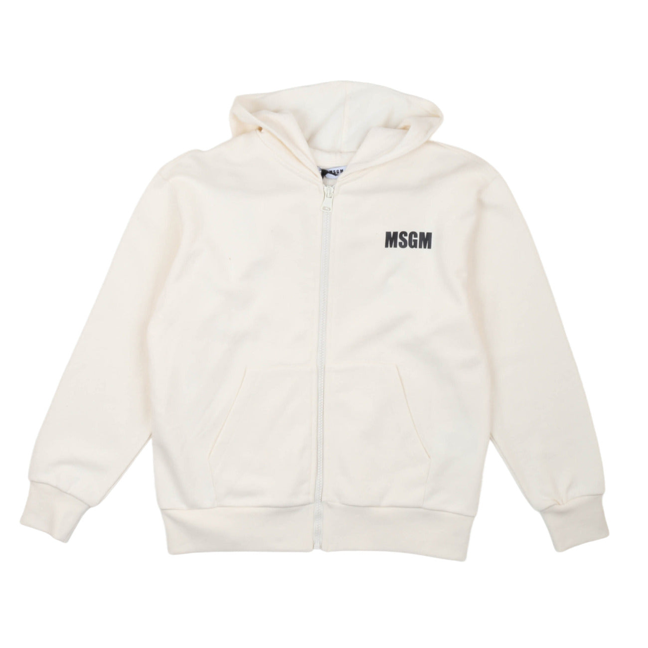 msgm - ZIP HOODIE UNISEX CREMA/CREAM