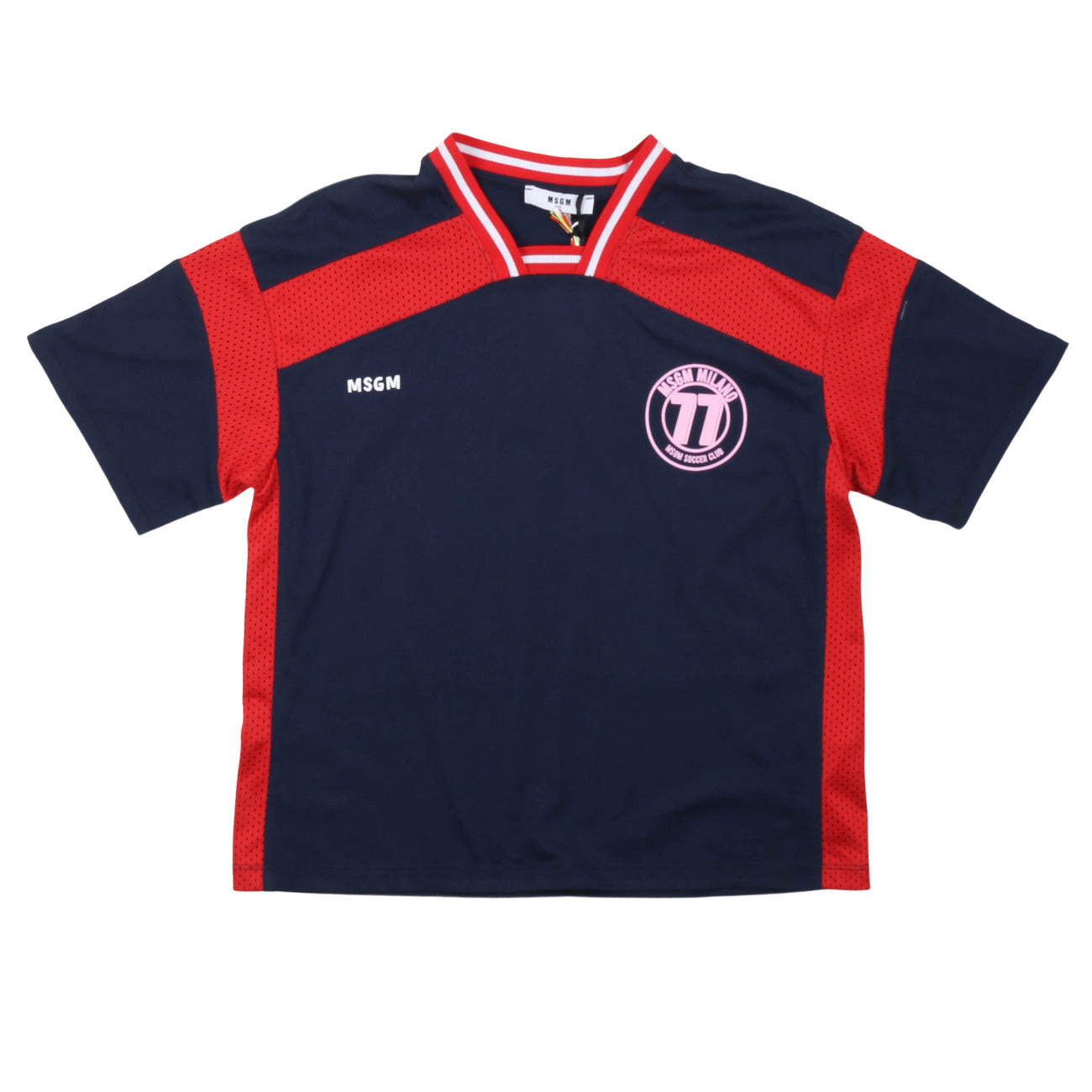 msgm - JERSEY /MESH T-SHIRT  GIRL BLU/BLUE