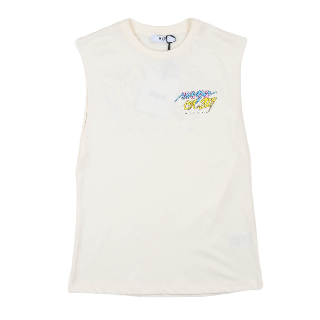 msgm - JERSEY SLEEVELESS UNISEX CREMA/CREAM