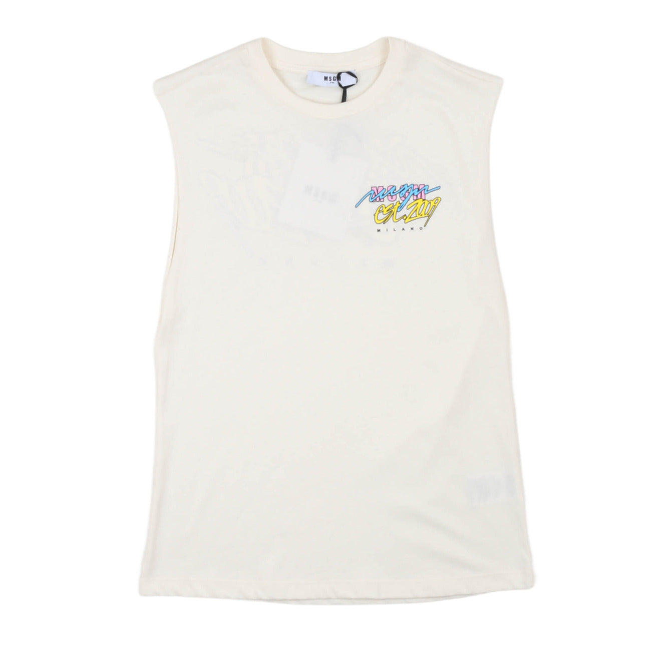 msgm - JERSEY SLEEVELESS UNISEX CREMA/CREAM