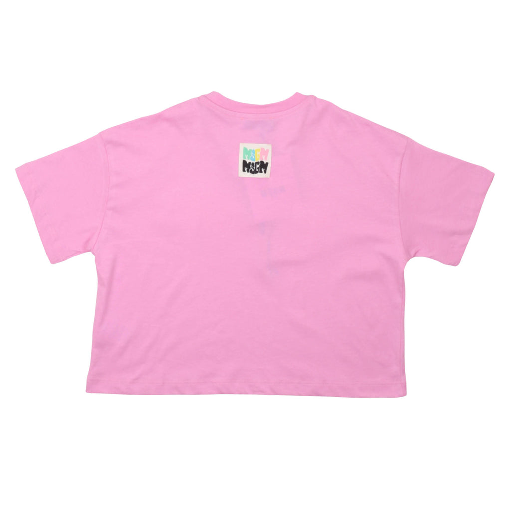 msgm - JERSEY BOX T-SHIRT GIRL PINK LILAC