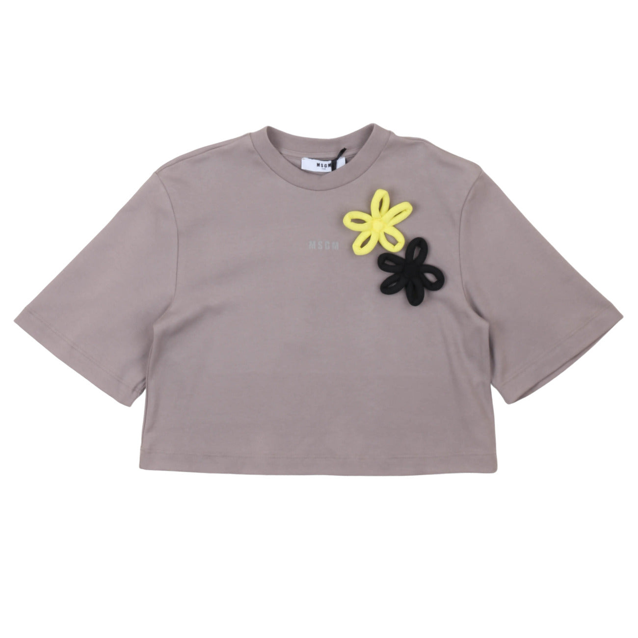 msgm - LIGHT INTERLOCK CROPPED T-SHIRT GIRL STO