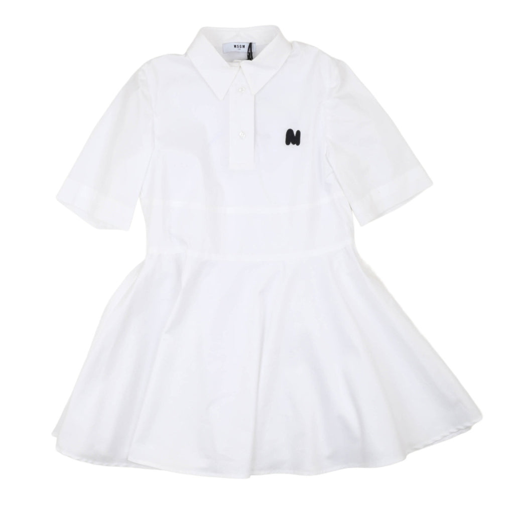 msgm - POPLIN  POLO DRESS GIRL BIANCO/WHITE