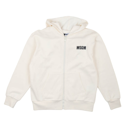 msgm - ZIP HOODIE UNISEX CREMA/CREAM