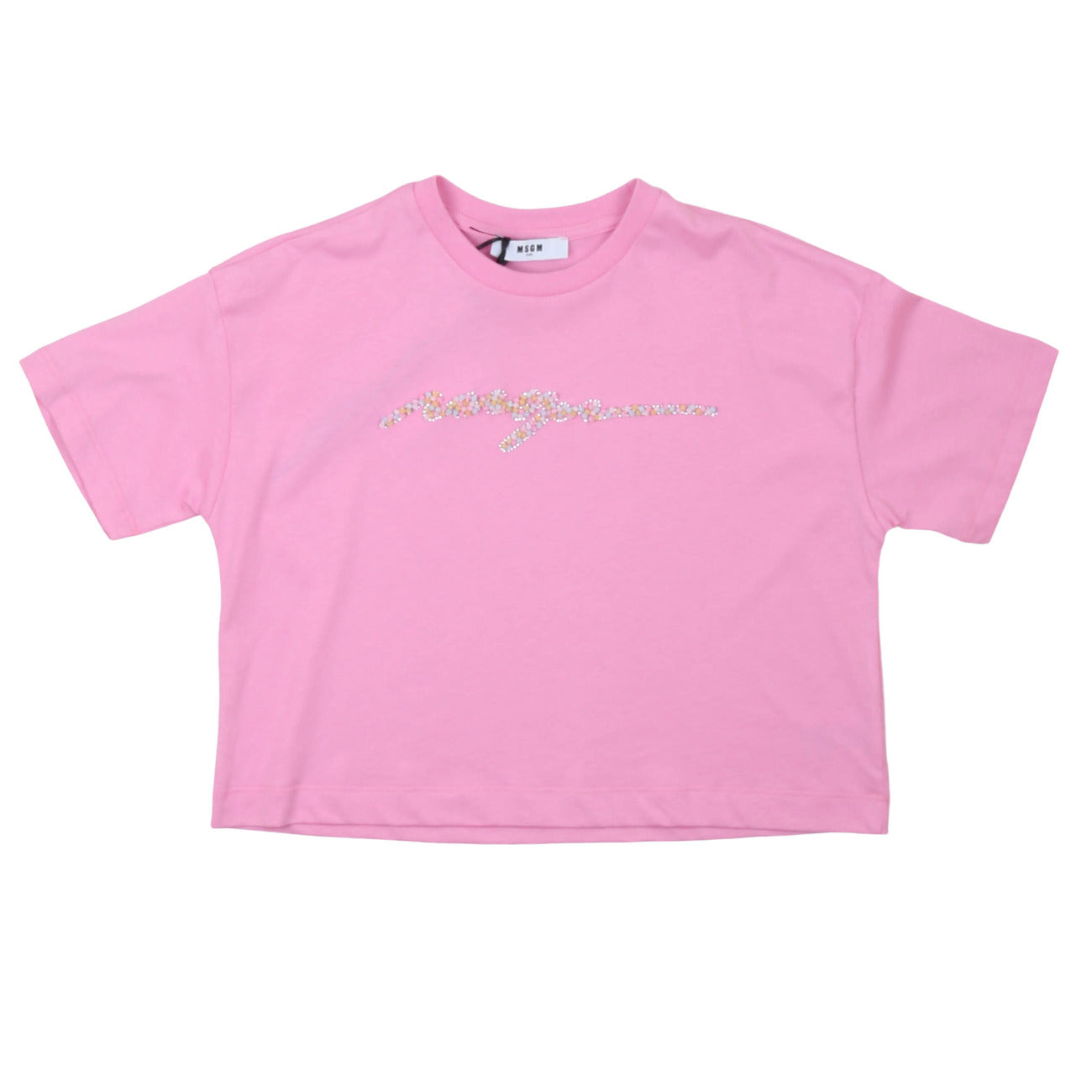 msgm - JERSEY BOX  T-SHIRT GIRL PINK LILAC