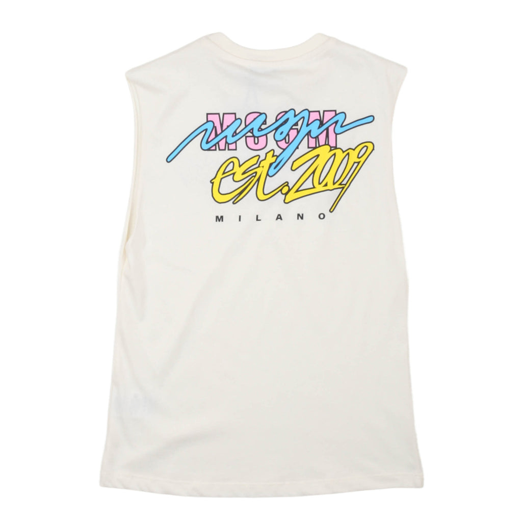msgm - JERSEY SLEEVELESS UNISEX CREMA/CREAM