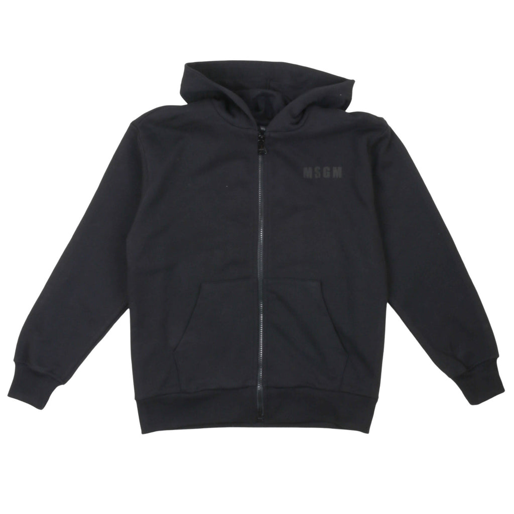 msgm - ZIP HOODIE JUNIOR UNISEX NERO/BLACK