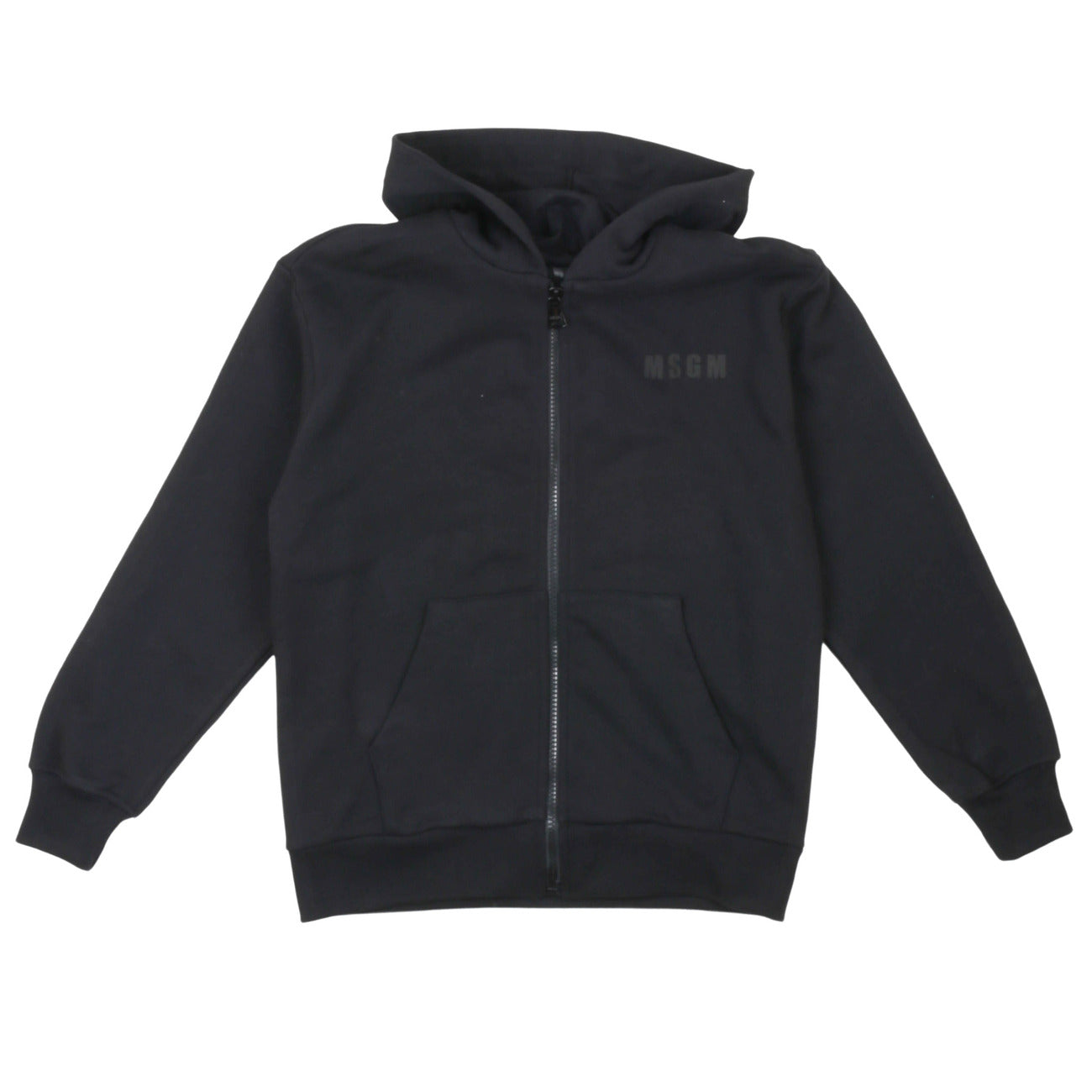 msgm - ZIP HOODIE JUNIOR UNISEX NERO/BLACK